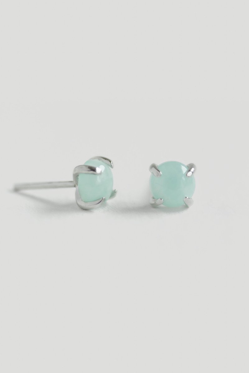 Basic Silver Ear Studs with Amazonite
