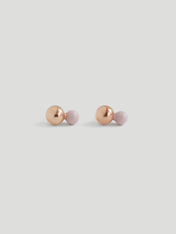 Otto Ear Studs with Baby Pink Enamel in Rose Gold