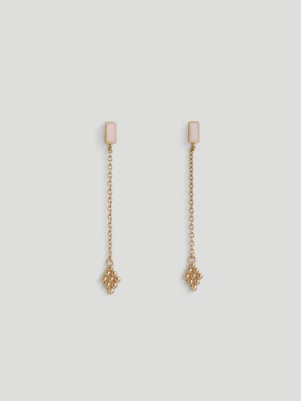 Ollie Drop Earring with Baby Pink Enamel in Champagne Gold
