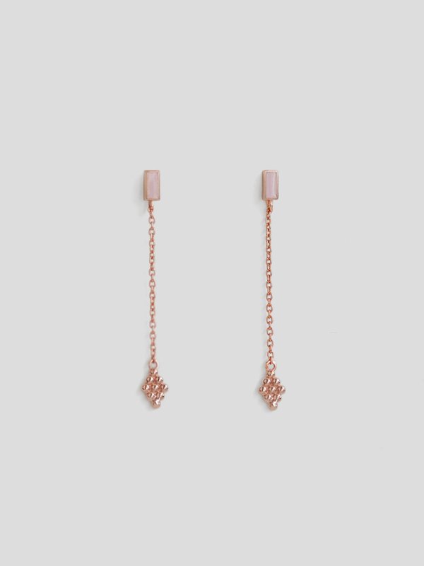 Ollie Drop Earring with Baby Pink Enamel in Rose Gold