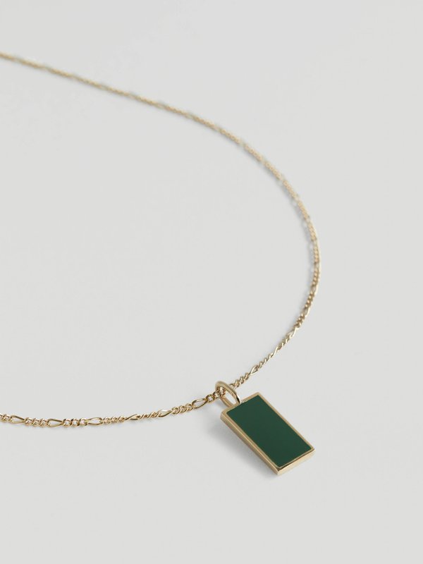 Ollie Necklace - Forest Green Enamel in Champagne Gold