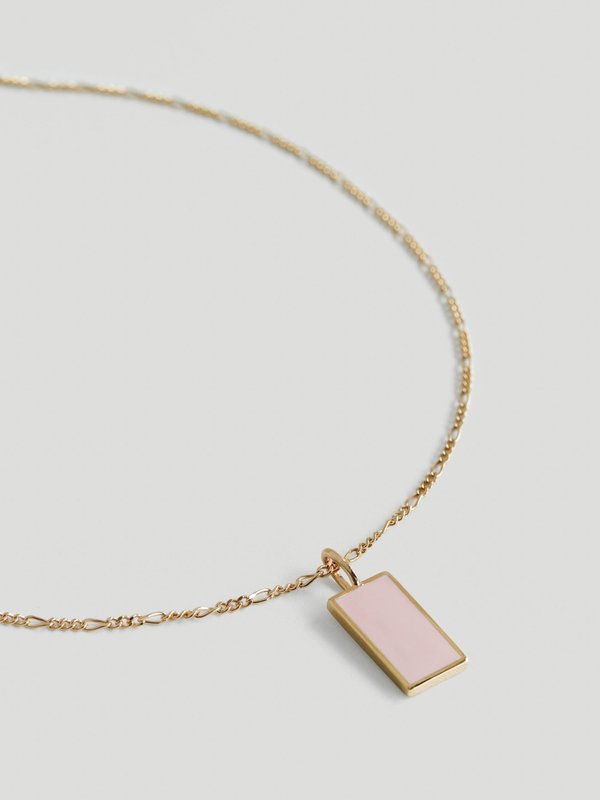 Ollie Necklace - Baby Pink Enamel in Champagne Gold