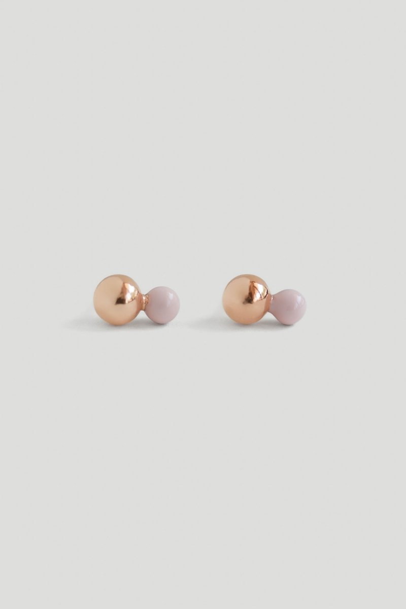 Otto Rose Gold Ear Studs with Baby Pink Enamel