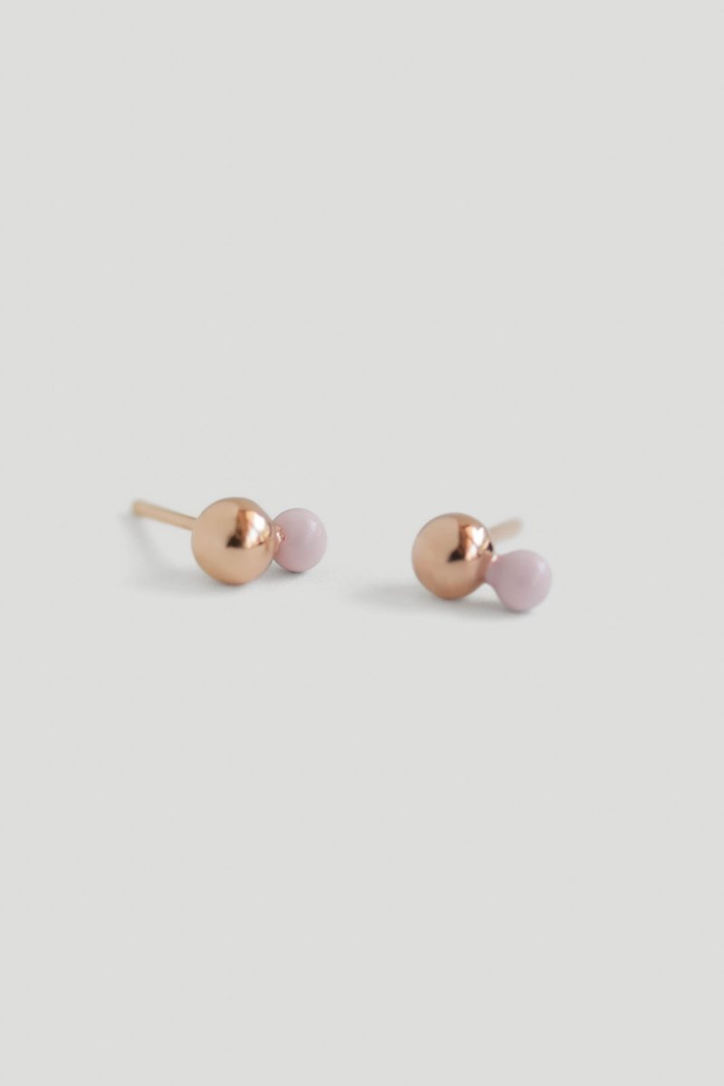 Otto Rose Gold Ear Studs with Baby Pink Enamel