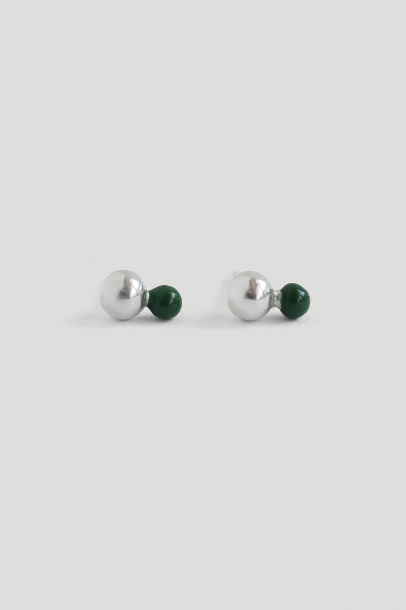 Otto Silver Ear Studs with Forest Green Enamel