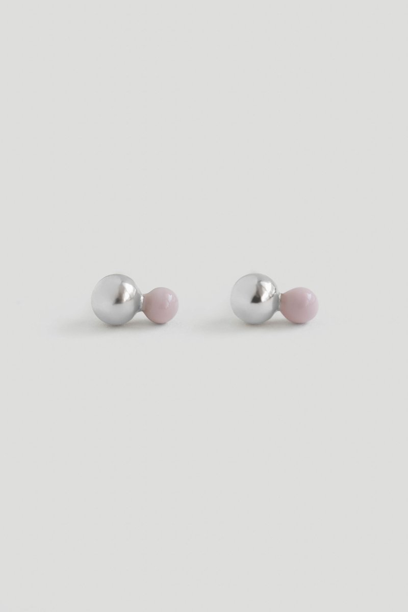 Otto Silver Ear Studs with Baby Pink Enamel