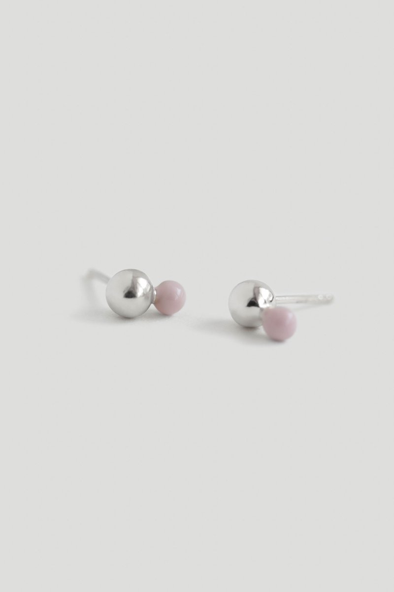 Otto Silver Ear Studs with Baby Pink Enamel