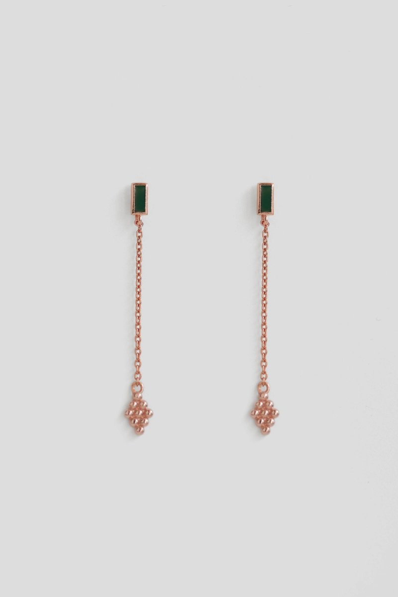 Ollie Rose Gold Drop Earring with Forest Green Enamel