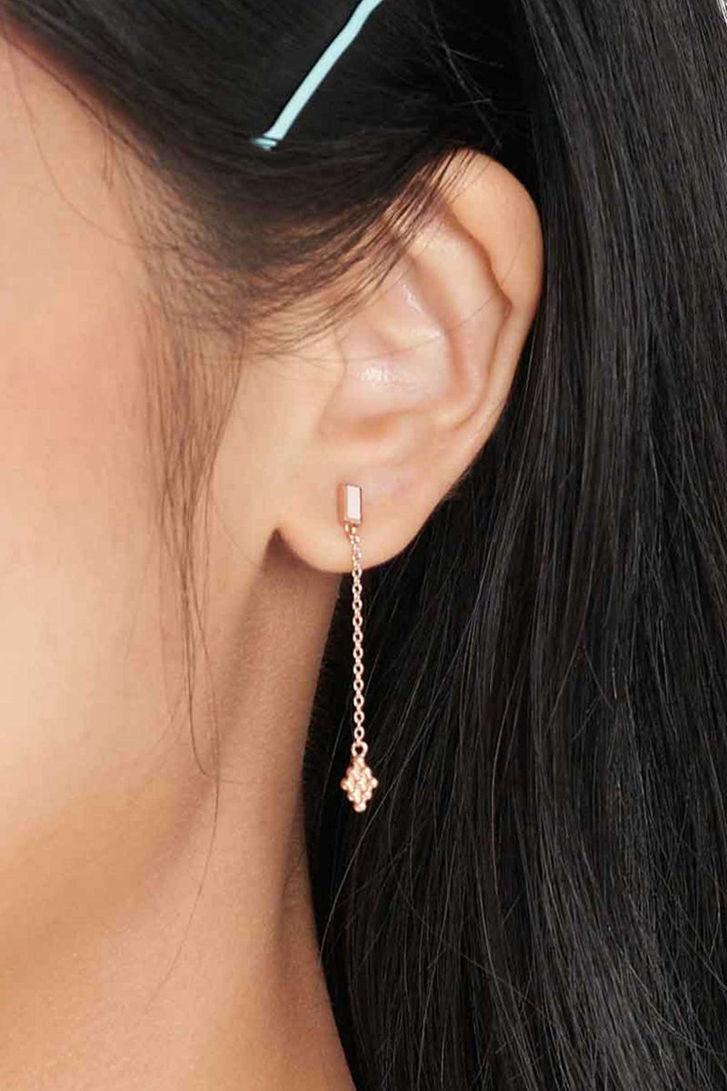 Ollie Rose Gold Drop Earring with Baby Pink Enamel