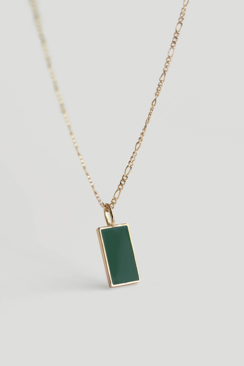 Ollie Gold Necklace with Forest Green Enamel