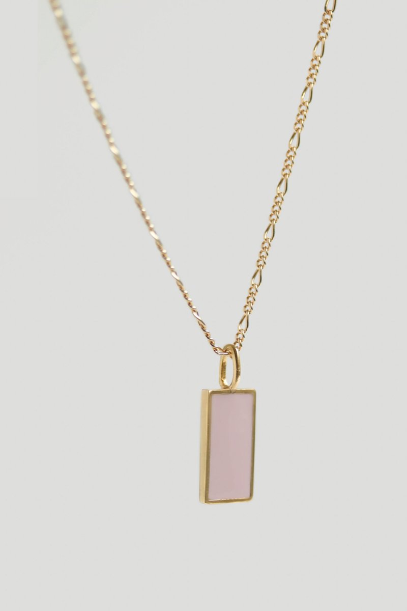 Ollie Gold Necklace with Baby Pink Enamel