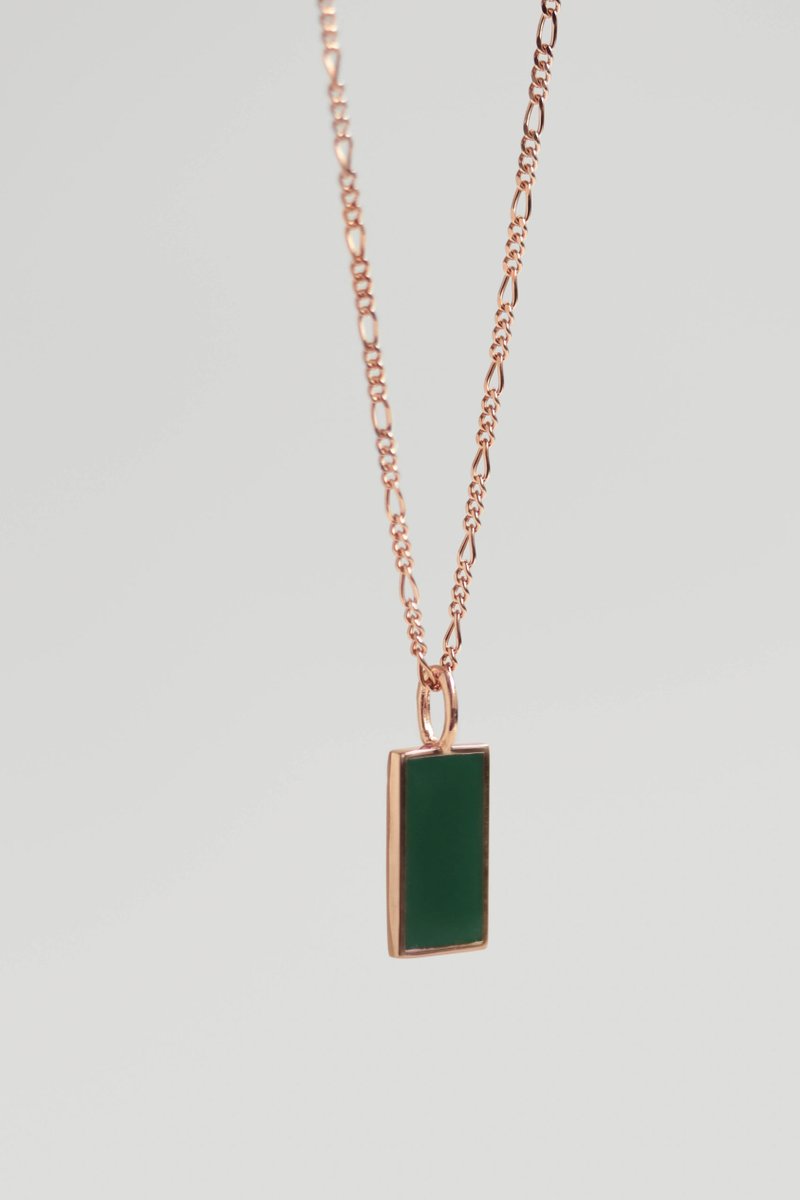 Ollie Rose Gold Necklace with Forest Green Enamel