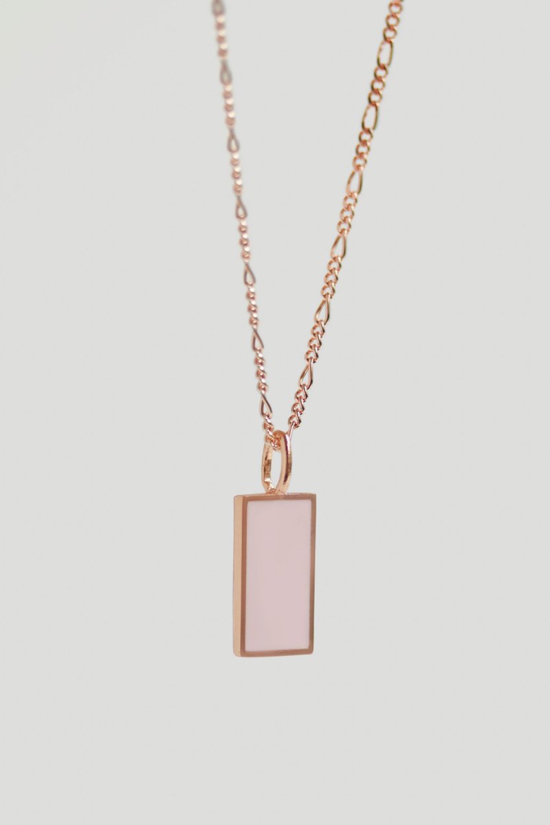 Ollie Rose Gold Necklace with Baby Pink Enamel