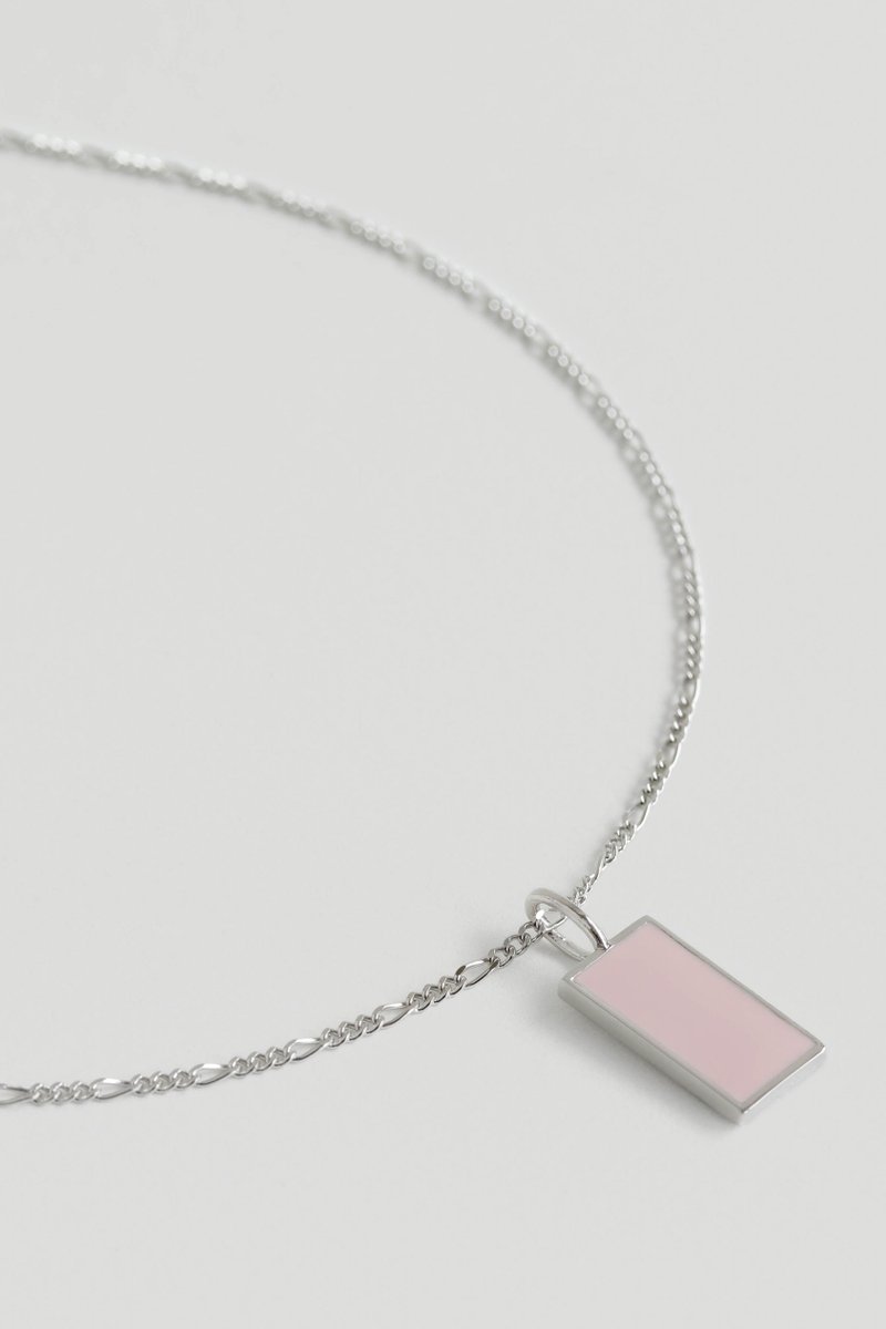 Ollie Silver Necklace with Baby Pink Enamel