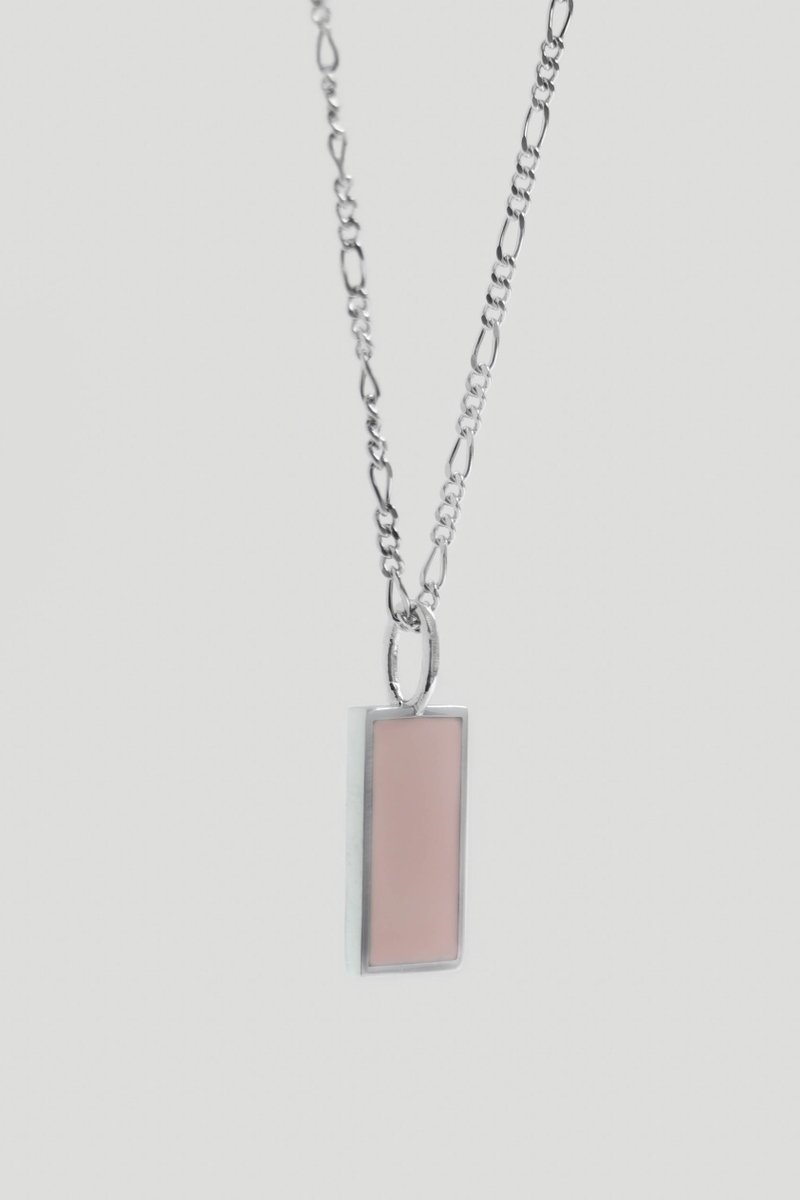 Ollie Silver Necklace with Baby Pink Enamel