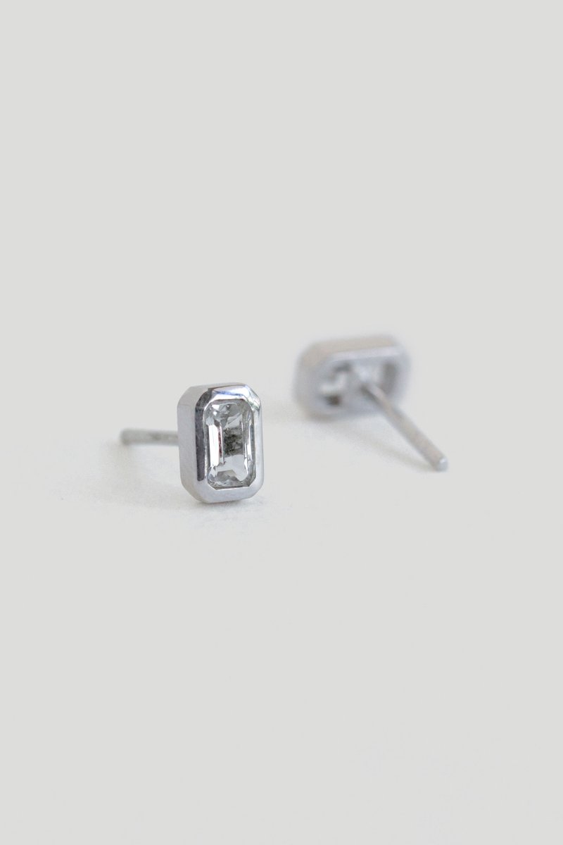 1940 Silver Ear Studs with White Topaz