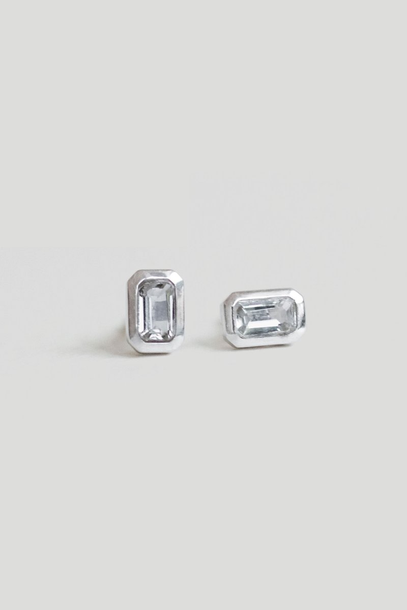 1940 Silver Ear Studs with White Topaz