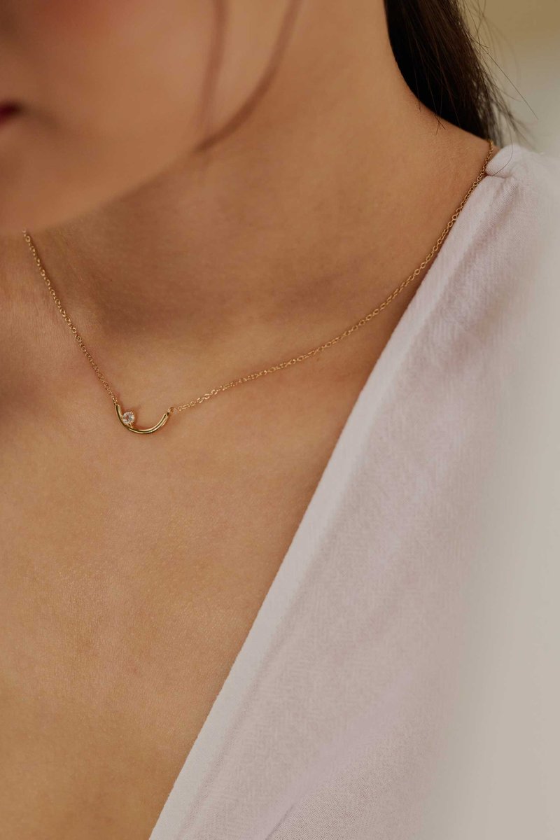 Bailee Gold Necklace with white topaz