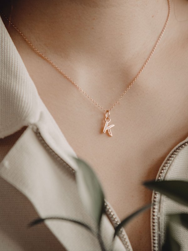 I Am Necklace - A to Z Pendant with Chain in Rose Gold