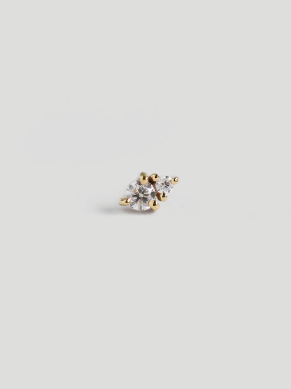 Diadem Threaded Labret Earring - Diamonds in 14k Gold (Single)