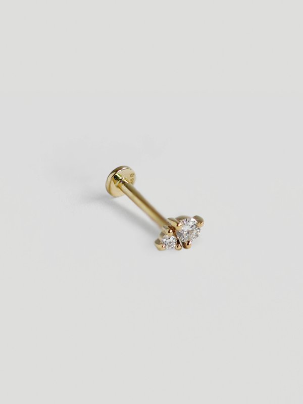 Diadem Threaded Labret Earring - Diamonds in 14k Gold (Single)