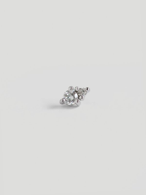 Diadem Threaded Labret Earring - Diamonds in 14k White Gold (Single) 