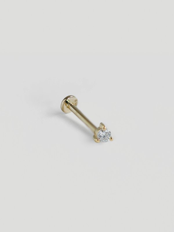 Sirius Threaded Labret Earring - Diamonds in 14k Gold (Single) 
