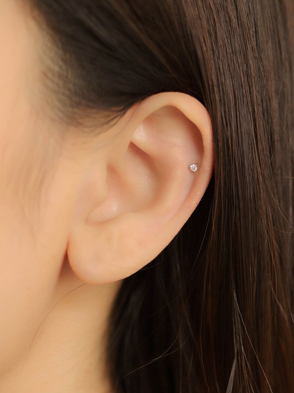 Sirius Threaded Labret Earring - Diamonds in 14k White Gold (Single)