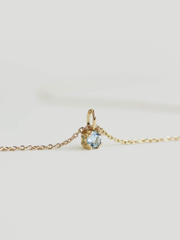 Dime Necklace - Aquamarine in Champagne Gold
