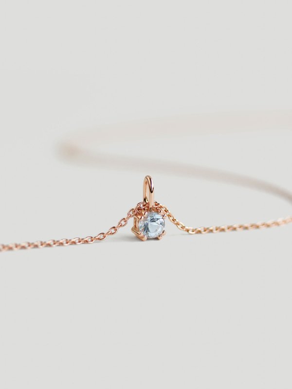 Dime Necklace - Aquamarine in Rose Gold
