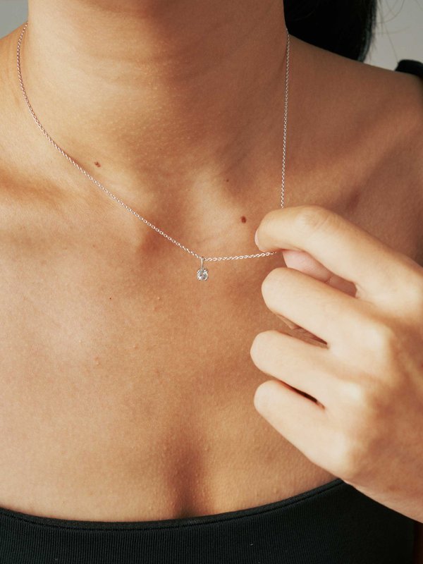 Dime Necklace - Aquamarine in Silver
