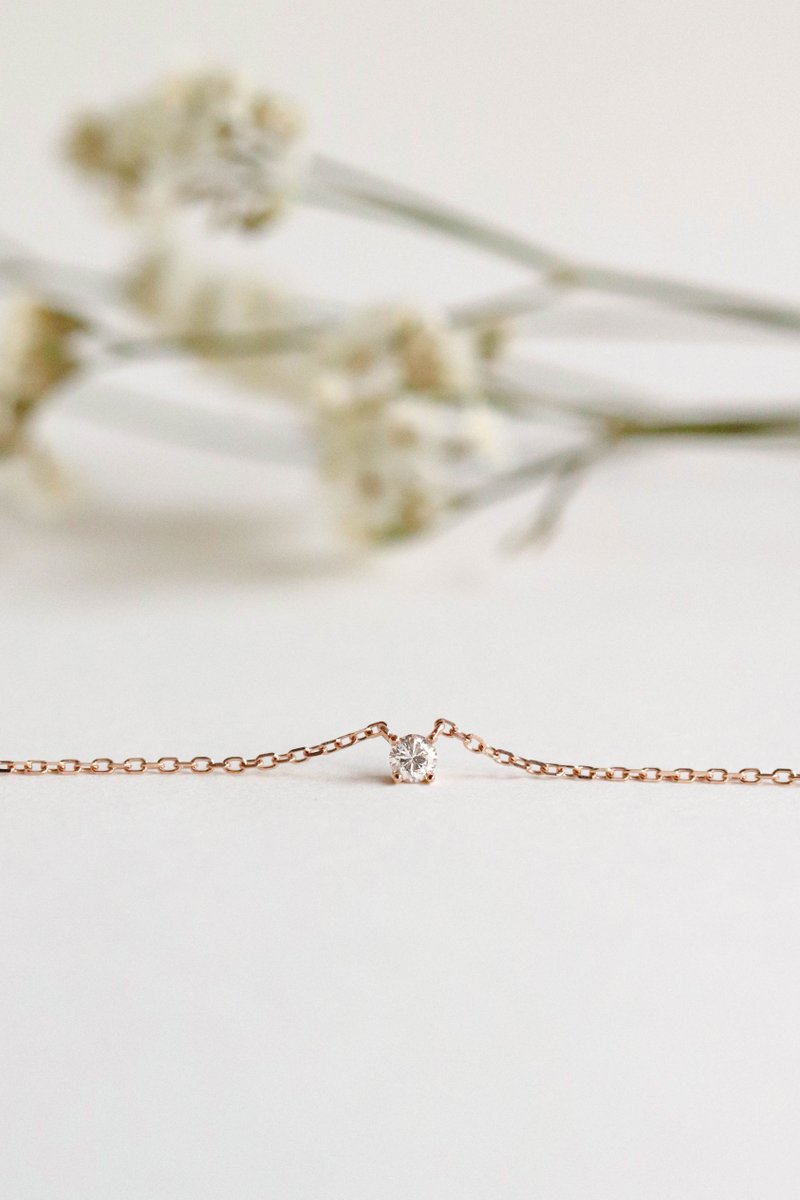 Sirius 14k Solid Rose Gold Necklace with Diamond