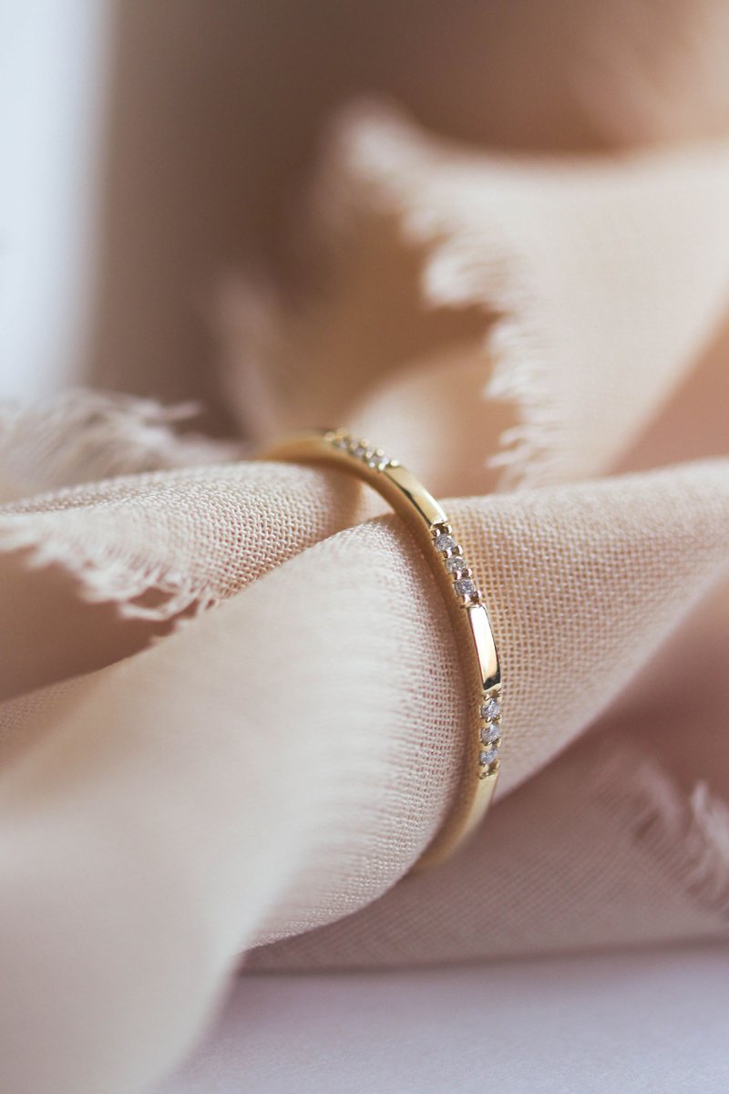 Array 14k Gold Ring with White Diamonds