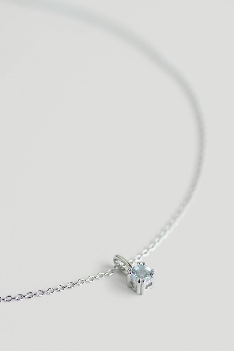 Dime Silver Necklace with Aquamarine