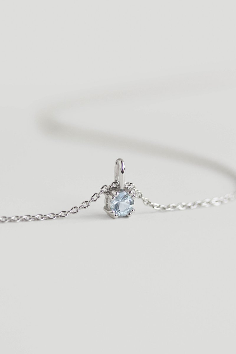 Dime Silver Necklace with Aquamarine