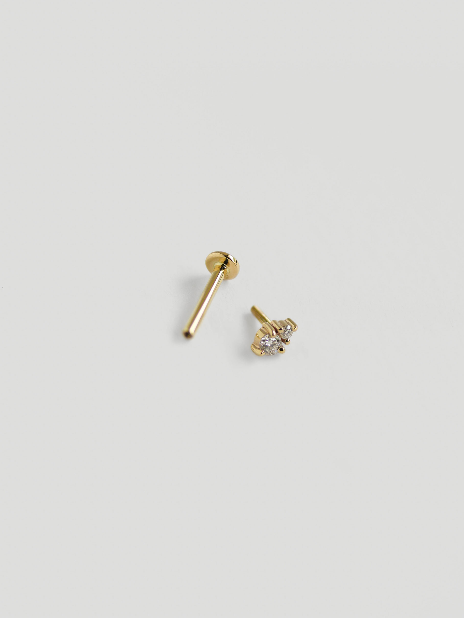 Diadem Threaded Labret Earring - Diamonds in 14k Gold (Single ...