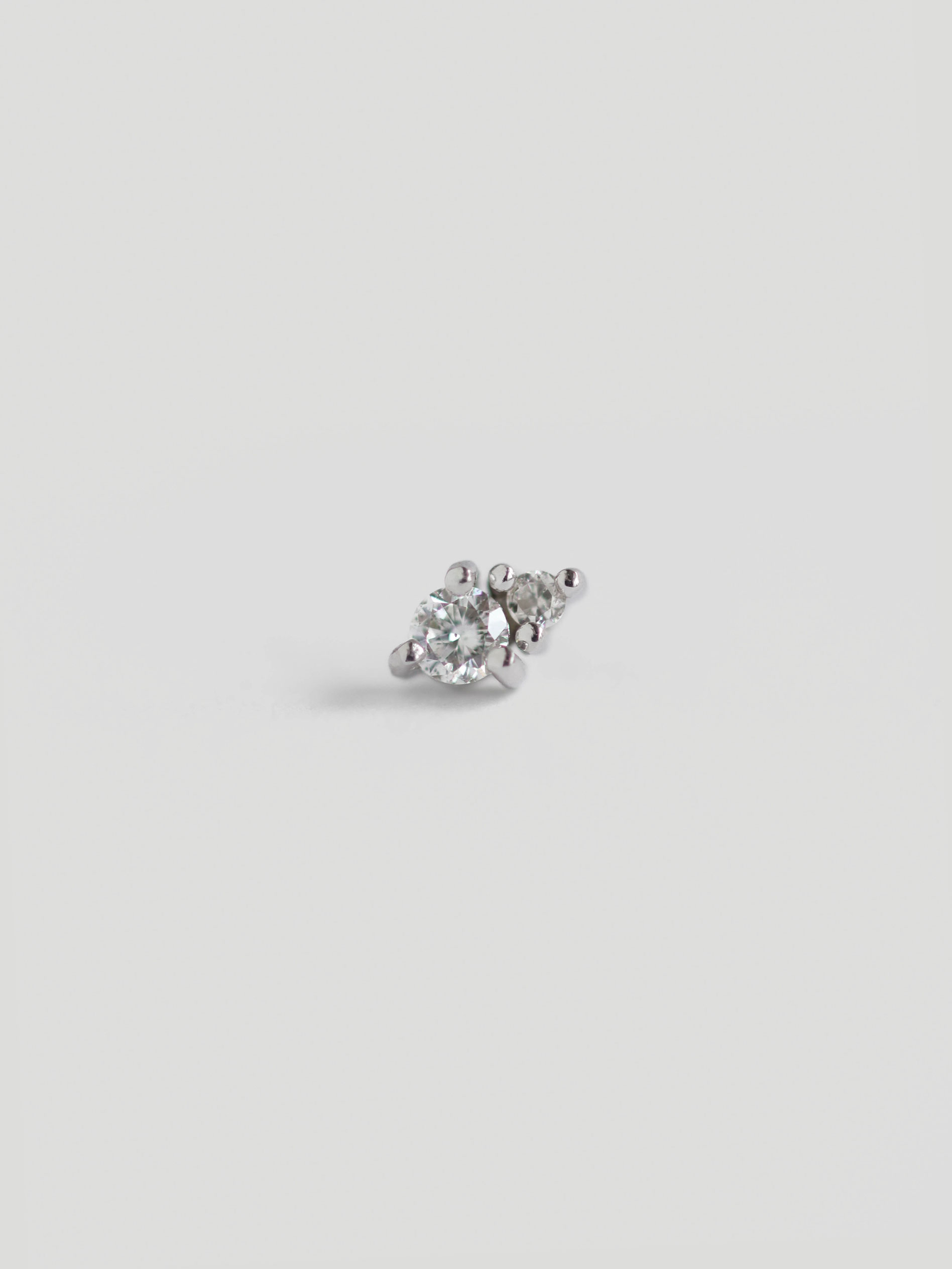 Diadem Threaded Labret Earring - Diamonds in 14k White Gold (Single ...