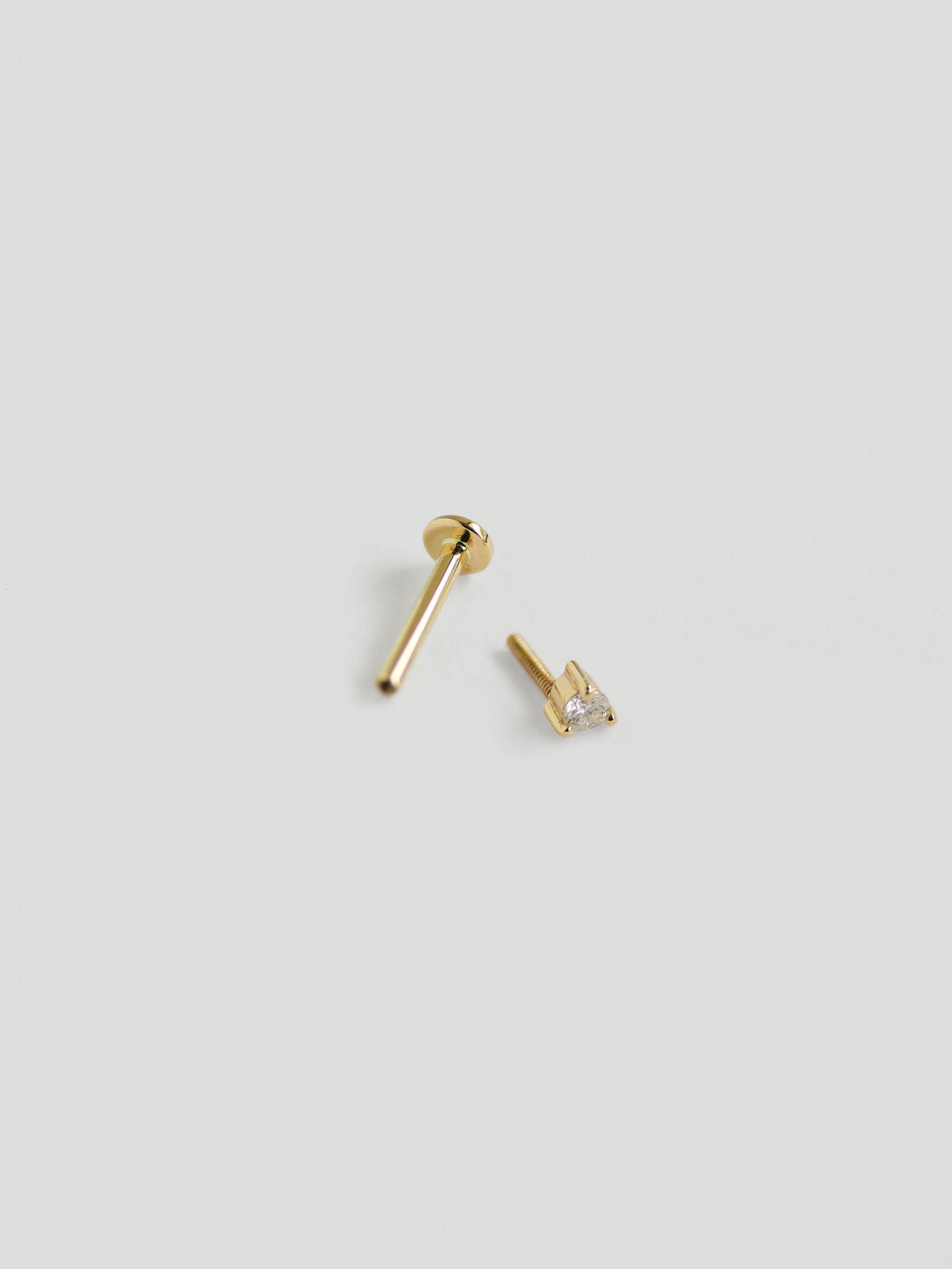 Sirius Threaded Labret Earring - Diamonds in 14k Gold (Single ...