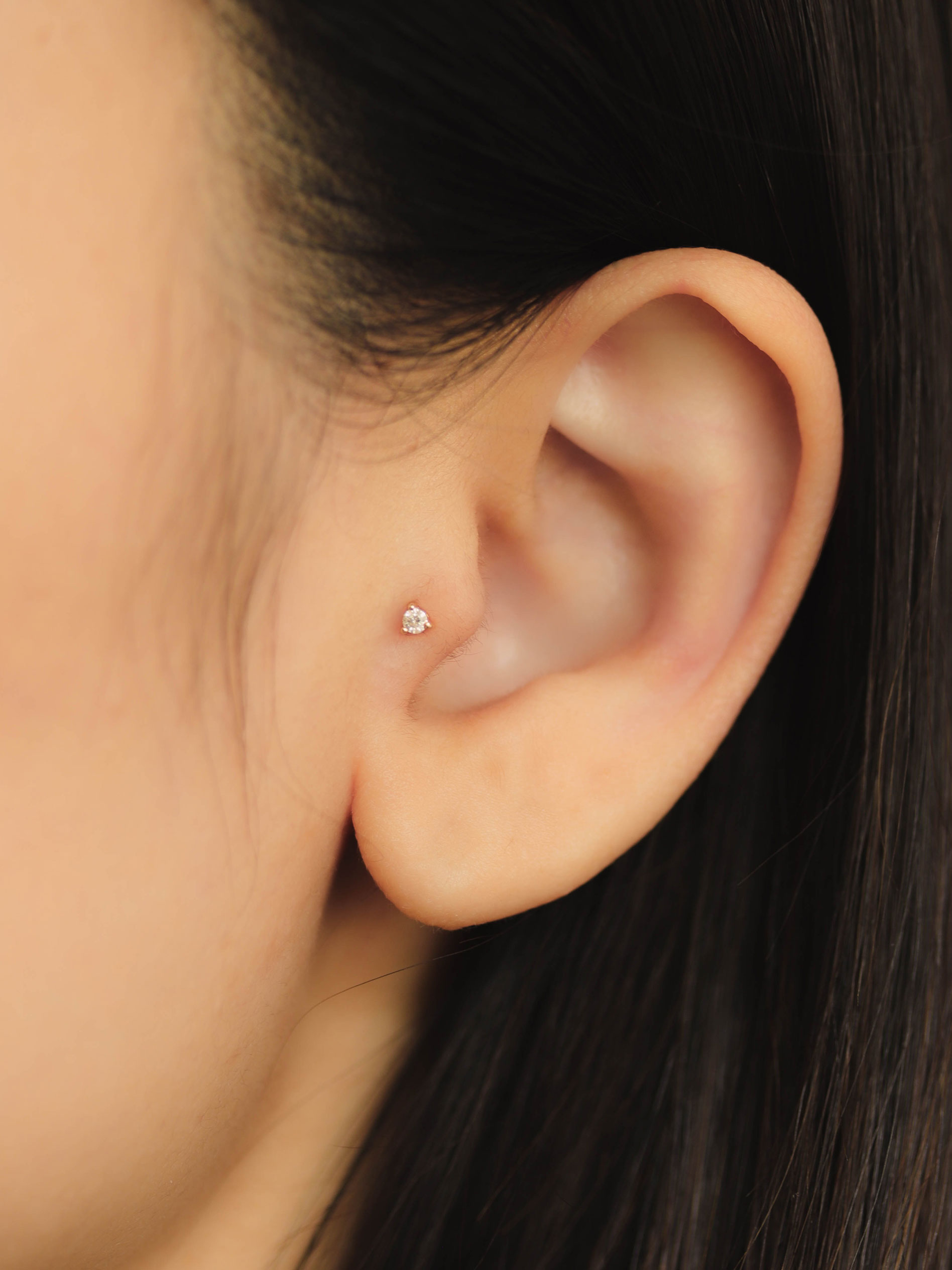 Sirius Threaded Labret Earring - Diamonds in 14k Gold (Single ...