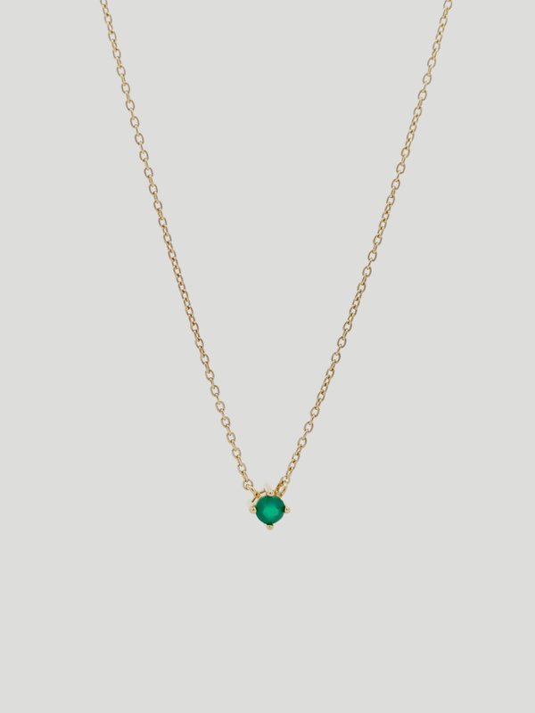 Dew Necklace - Green Onyx in Champagne Gold