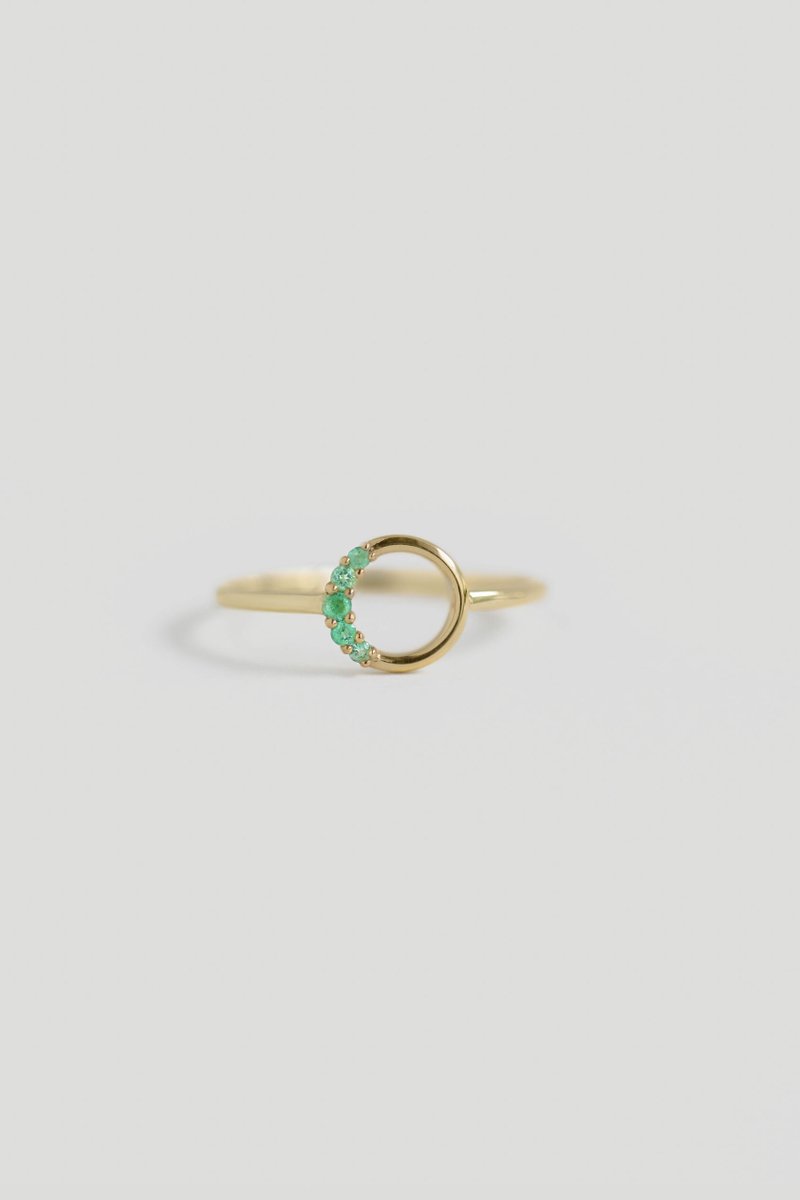 Eclipse 14k Solid Gold Ring with Emeralds 