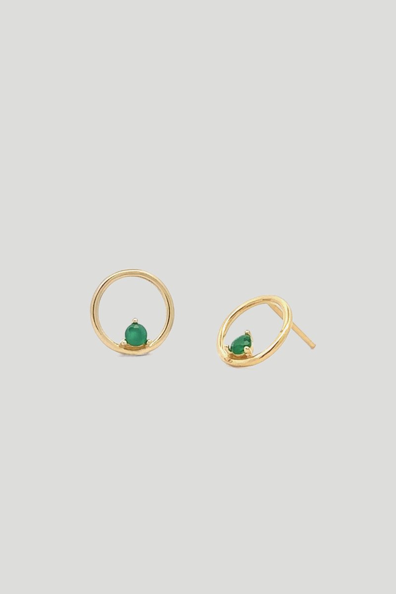 Bri Gold Ear Studs with Green Onyx