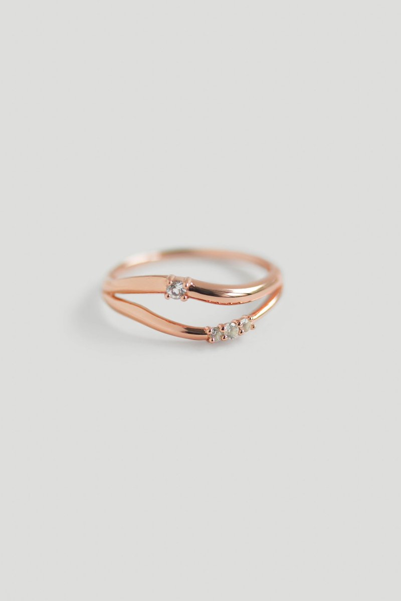 Paris Rose Gold Ring with White Topaz