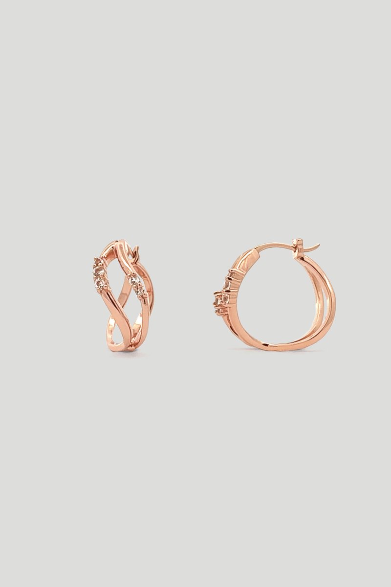 Paris Rose Gold Hoops with White Topaz