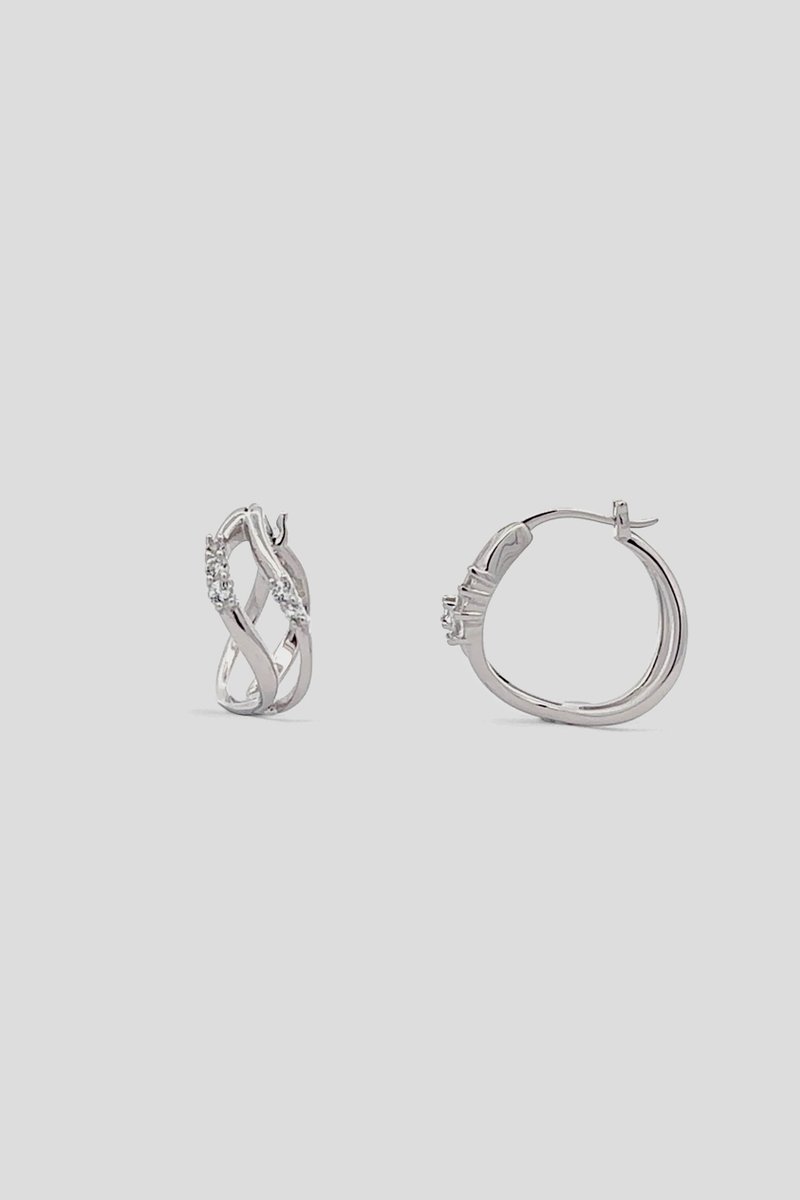 Paris Silver Hoops with White Topaz