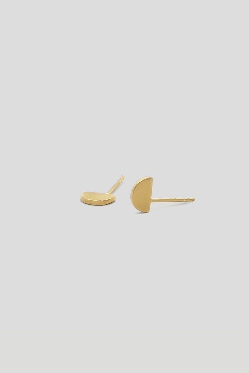 3D Crescent Gold Ear Studs