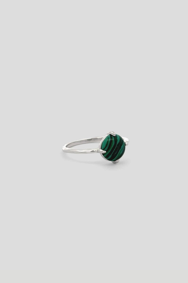 Quincy Silver Ring with Malachite