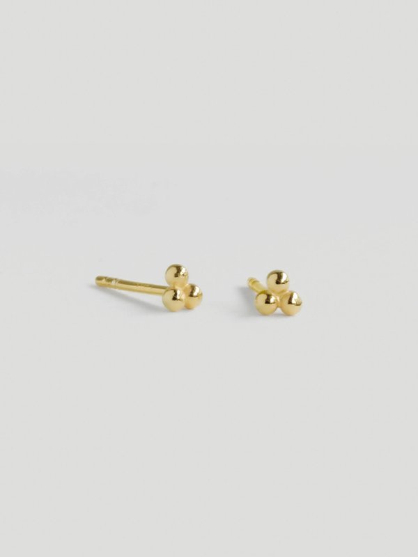 Trio Sphere Ear Studs in Champagne Gold
